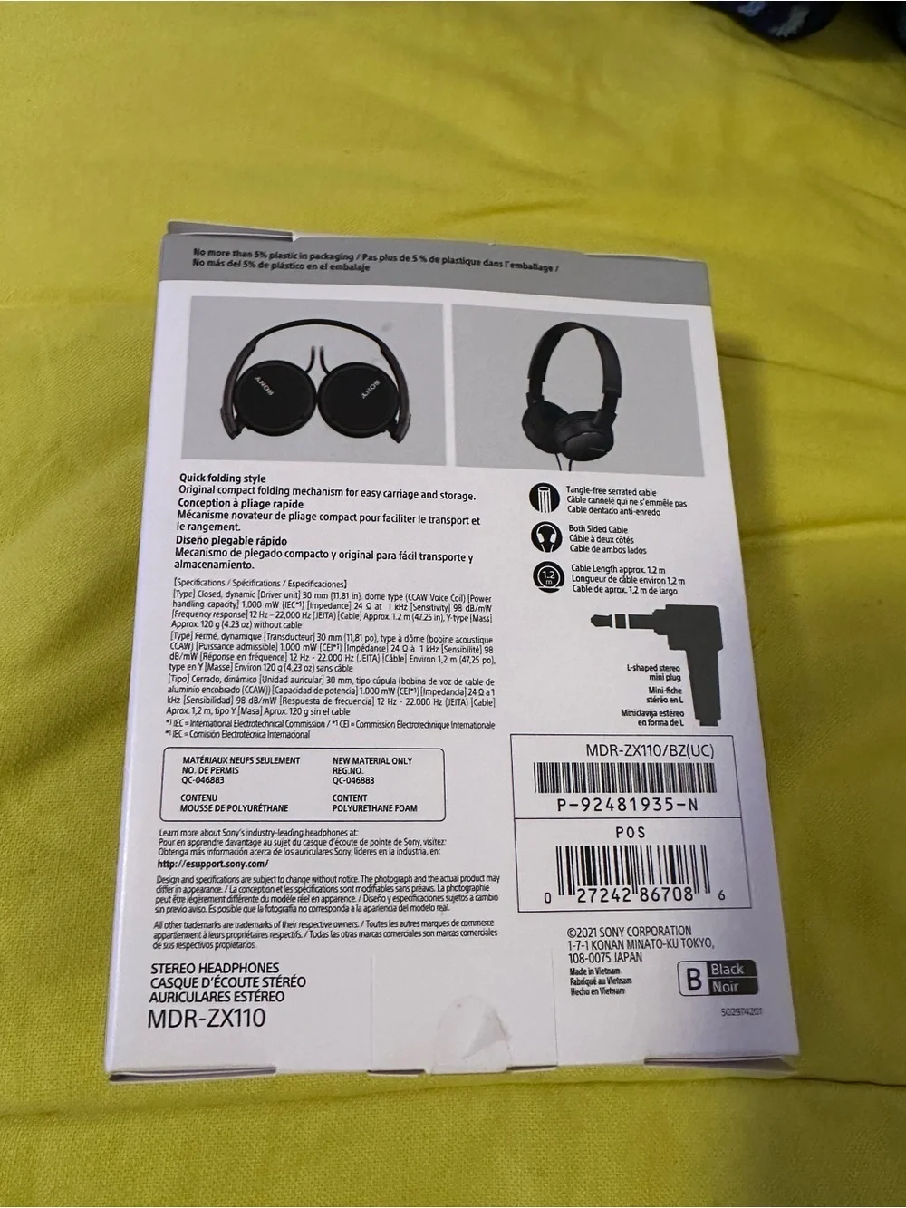 Sony Black On-Ear Foldable Headphones